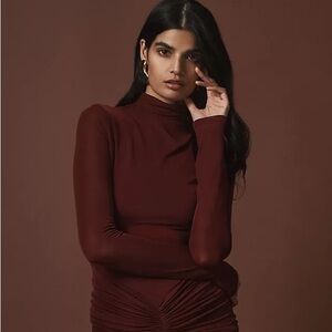 Elegant Burgundy Long Sleeve Dress